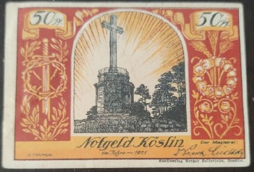 Zdjęcie oferty: Notgeld KÖSLIN Koszalin 50 feningów 1921