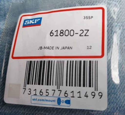 Zdjęcie oferty:  Łożysko SKF 61800-2Z 10x19x5 mm