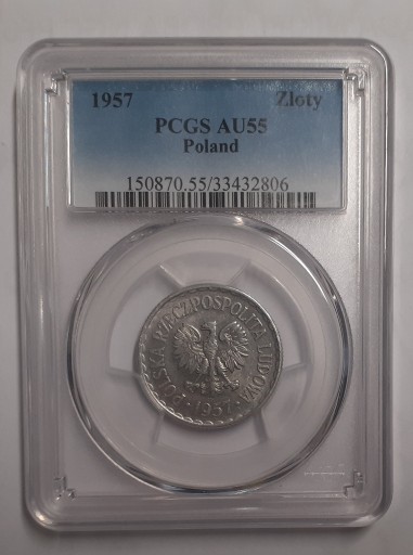 Zdjęcie oferty: 1 ZŁOTY 1957 PCGS AU55 NAJRZADSZY ROCZNIK