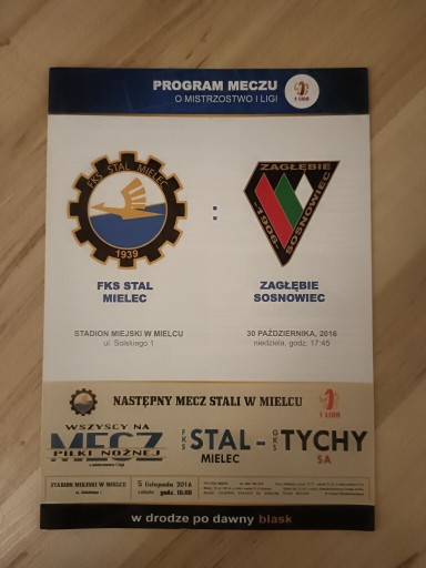 Zdjęcie oferty: Program Stal Mielec - Zagłębie Sosnowiec 2016/17