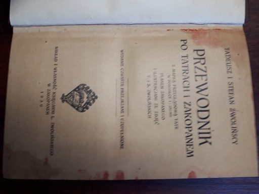 Zdjęcie oferty: Przewodnik po Tatrach i Zakopanem Zwolińscy. 1930 