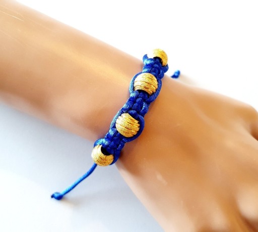 Zdjęcie oferty: Niebieska bransoletka ze złotymi kulami Unikati
