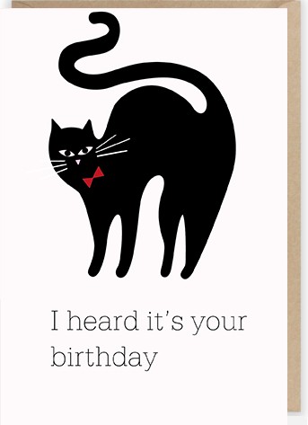 Zdjęcie oferty: Kartka okolicznościowa urodziny czarny kot 