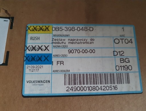 Zdjęcie oferty: ZESTAW NAPRAWCZY SKRZYNI DSG AUDI A4 B8 A5 A6 C7