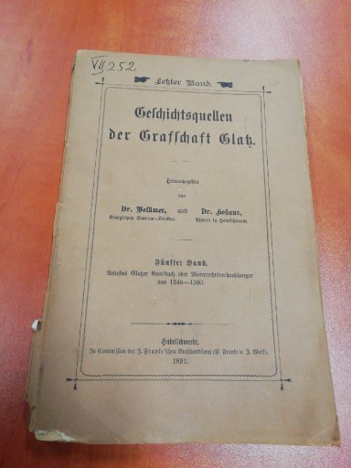 Zdjęcie oferty: Geschichtsquellen der Grafschaft Glatz V Band 1891