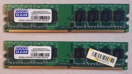 Zdjęcie oferty: Pamięć RAM DDR2 256MB 512 PC5300 Goodram dual chan