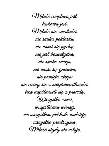 Zdjęcie oferty: Plakat chrześcijański cytat Hymn o miłości 30x40