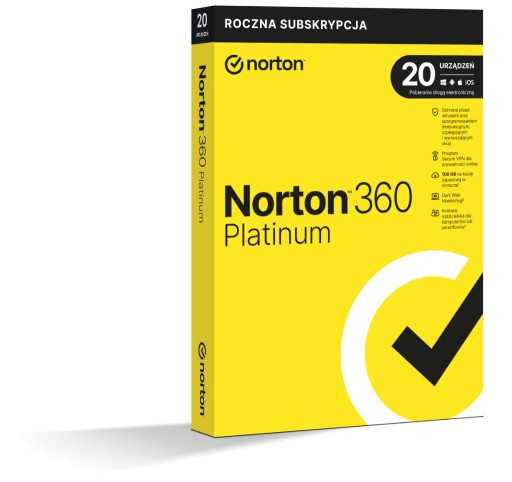 Zdjęcie oferty: Norton 360 Platinum 20 stanowisk 1 rok /bez karty