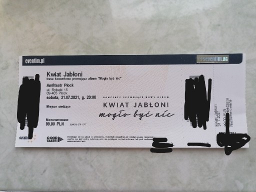 Zdjęcie oferty: Bilet na koncert zespołu Kwiat Jabłoni 