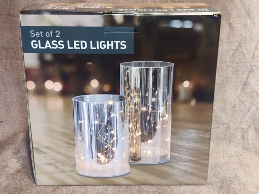 Zdjęcie oferty: Lampion szklanki szkło 20 cm zestaw 2 sztuki LED