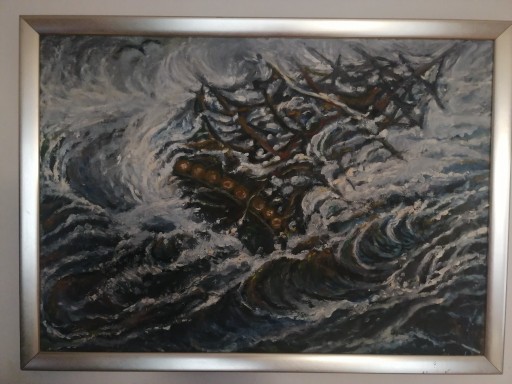 Zdjęcie oferty: W odmętach Bałtyku - obraz olejny 80x100 cm