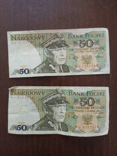 Zdjęcie oferty: 2 banknoty nominał 50zł 1988rok Świerczewski 