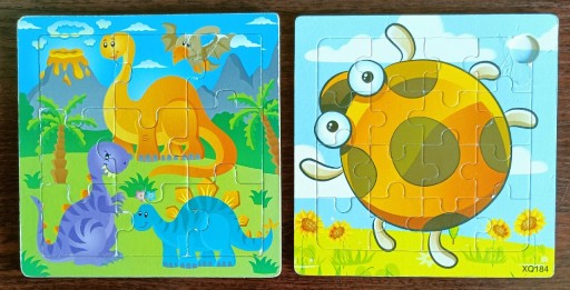 Zdjęcie oferty: 2x puzzle drewniane, duże kawałki, biedronka, dino