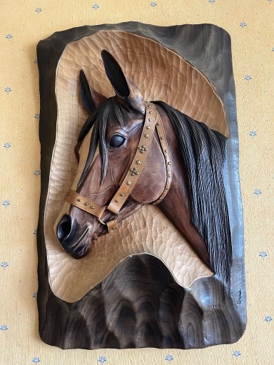 Zdjęcie oferty: Płaskorzeźba drewniana głowa konia