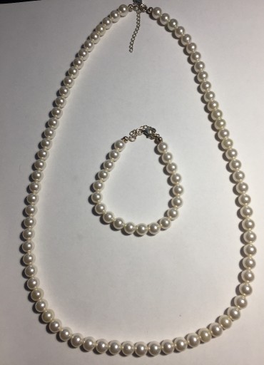 Zdjęcie oferty: Kompl.biżut białe perły Swarovskiego-korale,brans.
