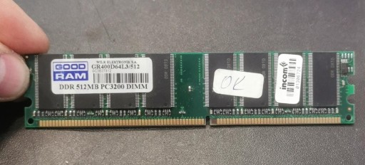 Zdjęcie oferty: Pamięć RAM DDR (DDR1) 512MB 400 PC3200