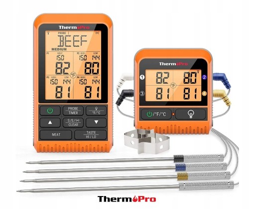 Zdjęcie oferty: Termometr ThermoPro TP-829 4 Sondy Alarm
