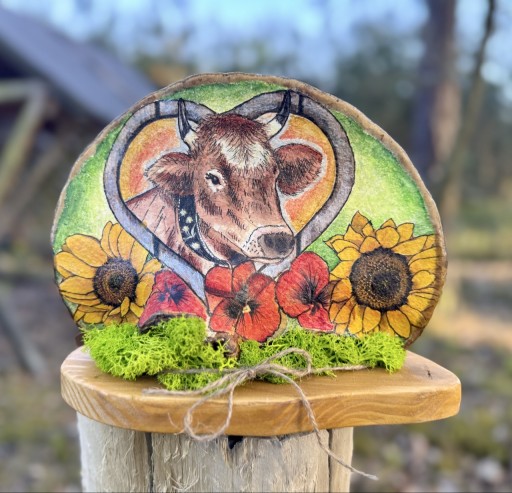 Zdjęcie oferty: Decoupage na hubie - „krowa”