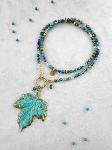 Zdjęcie oferty: Chryzokola, amazonit, hematyt, stal, mosiądz UNIKAT 