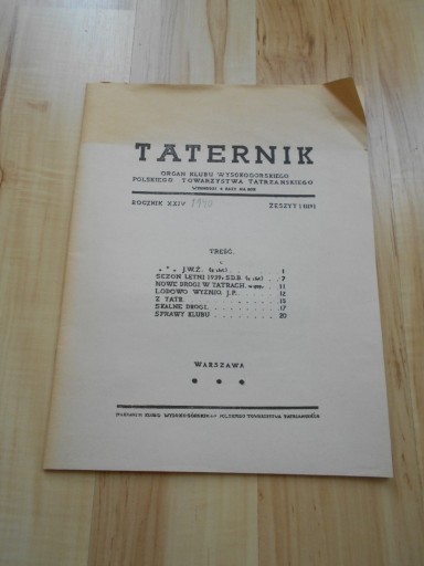 Zdjęcie oferty: Taternik 1/1940 (reprint) 