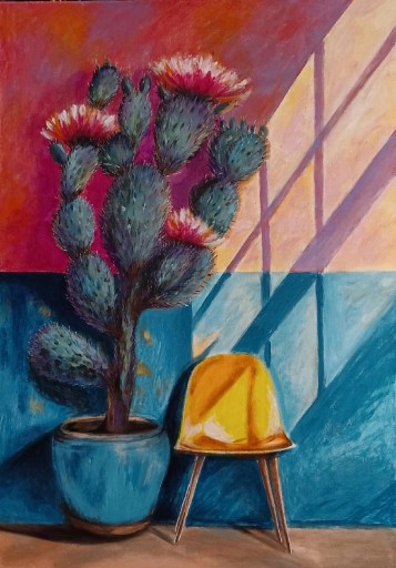 Zdjęcie oferty: "Kaktusy" obraz malowany akrylem 50X70
