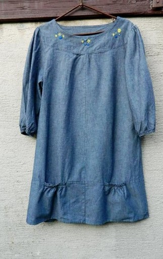 Zdjęcie oferty: Dżinsowa sukienka, tunika z haftem, bawełna 40/42