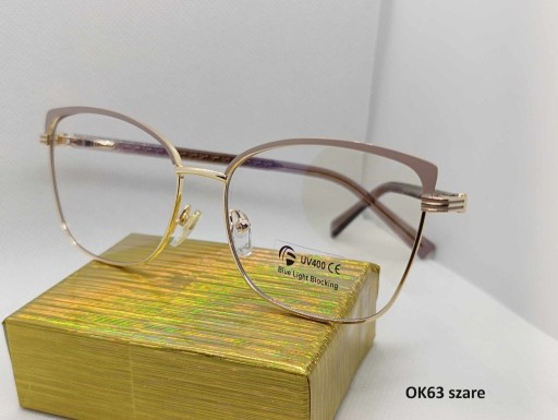 Zdjęcie oferty: Okulary zerówki filtr blue light;Złote-Szare