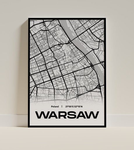 Zdjęcie oferty: Plakat mapa Warszawa A3