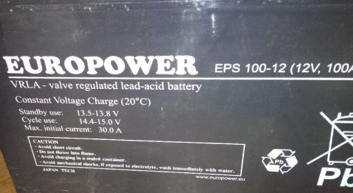 Zdjęcie oferty: Akumulator AGM UPS Europower EPS-12 100AH 12V
