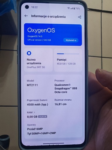 Zdjęcie oferty: oneplus 9rt 8/128 gb 5g jak nowy