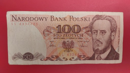 Zdjęcie oferty: Banknot 100 zł z 1986r, Seria SL