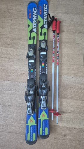Zdjęcie oferty: Narty Atomic 120cm, SX-7 wiązania Atomic Race rental + kijki nowe 85cm