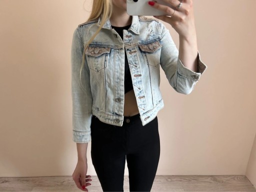 Zdjęcie oferty: Zara kurtka jeansowa katana S jasna postarzana 36