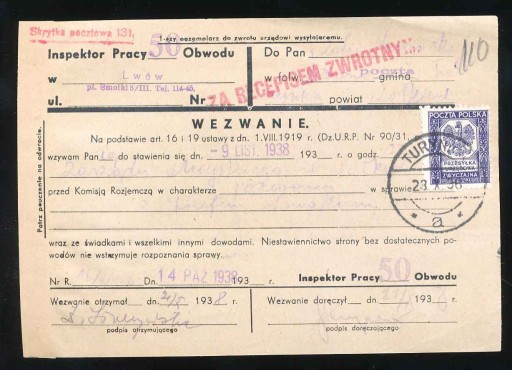 Zdjęcie oferty: 1938 KRESY WSCHODNIE, TURYNKA, ŻÓŁKIEW.