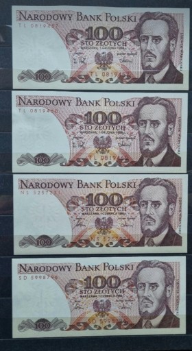 Zdjęcie oferty: Banknoty 100 zł Ludwik Waryński 1986,1988 bankowe