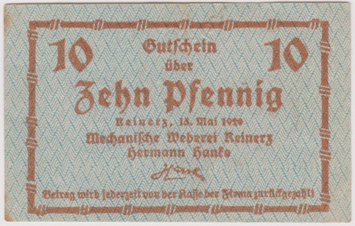 Zdjęcie oferty: Reinerz (Duszniki-Zdr.), 10 Pf, 15.05.1920
