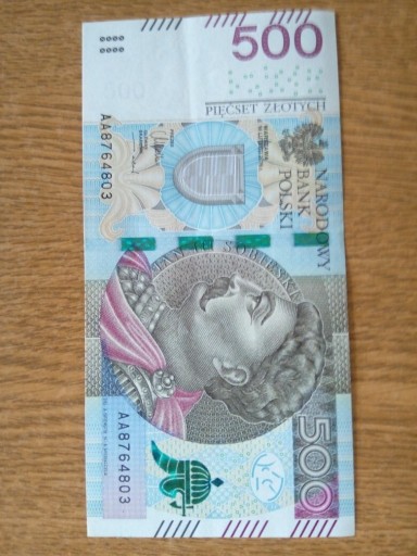 Zdjęcie oferty: Nowy Banknot 500 zł  2016 St idealny seria AA , AC