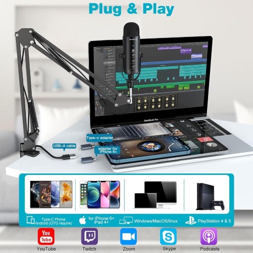 Zdjęcie oferty: Mikrofon USB ,Gaming,Podcast,YouTube,PS4 i 5