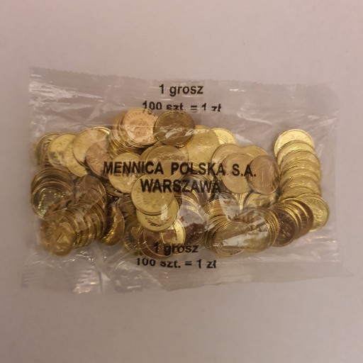 Zdjęcie oferty: 1 gr grosz 2018 Woreczek Menniczy 100 sztuk monet