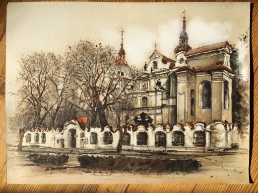 Zdjęcie oferty: Akwarela 30x40 cm Lubartów Kościół Św .Anny
