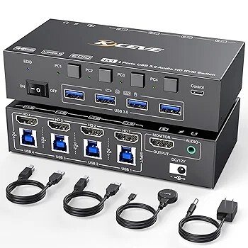 Zdjęcie oferty: Przełącznik KVM USB 3.0 HDMI 4 porty 8K przy 60 Hz, KCeve 4 PC