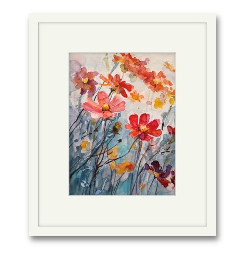 Zdjęcie oferty: Obraz akwarela w ramie kwiaty ręcznie malowane