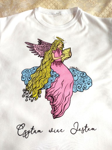 Zdjęcie oferty: Koszulka z własnoręcznym nadrukiem Anioł Święta M