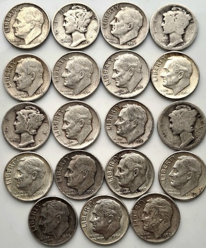 Zdjęcie oferty: Srebrne monety USA 10 Centów One Dime Liberty Mix