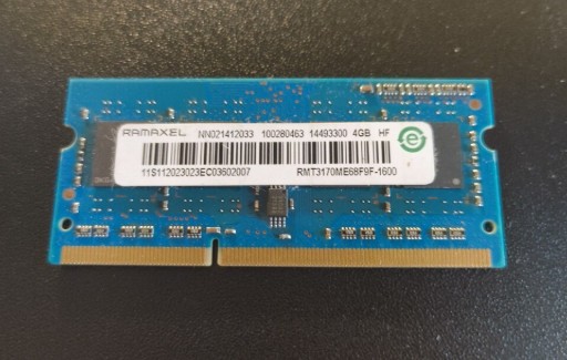 Zdjęcie oferty: Pamięć RAM Ramaxel DDR3L 4GB SODIMM PC3L-12800S