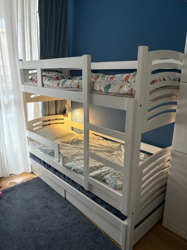 Zdjęcie oferty: Łóżko piętrowe drewniane białe 70x190 z dostawką 