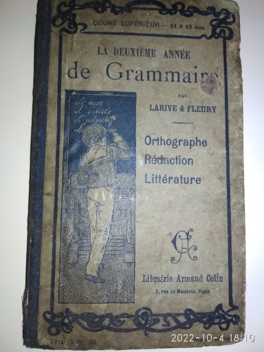 Zdjęcie oferty: Gramatyka francuska "La deuxieme anne" (1896)