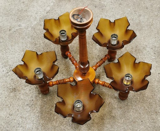 Zdjęcie oferty: Żyrandol, lampa wisząca retro, antyczna, drewno