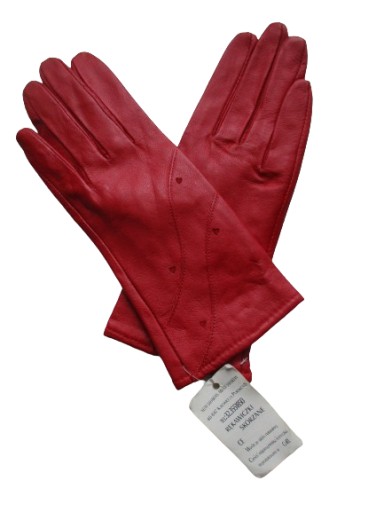 Zdjęcie oferty: Rękawiczki skórzane damskie czerwone rozmiar 7 S