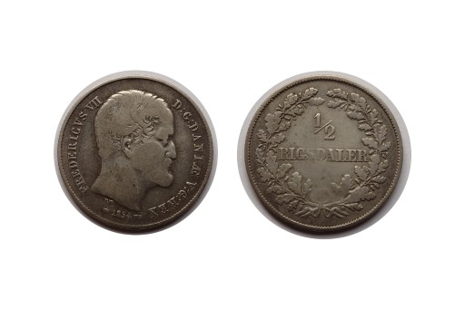 Zdjęcie oferty: Dania, Fryderyk VII, 1/2 Rigsdaler 1854 VS